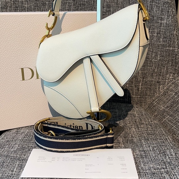 Dior Handbags - Christian Dior Medium Saddle White Bag / ADJUSTABLE SHOULDER STRAP WITH RING NEW